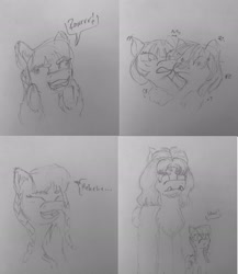 Size: 1780x2046 | Tagged: artist needed, safe, artist:anonymous, oc, oc only, oc:north star, oc:the abominable snowmare, earth pony, dialogue, female, mare, scared, sketch, snowpony (species), taiga pony, traditional art, yakutian horse