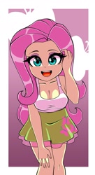 Size: 976x1800 | Tagged: safe, artist:nekojackun, derpibooru import, fluttershy, equestria girls, bare shoulders, breasts, cleavage, clothes, female, sleeveless, solo, tanktop