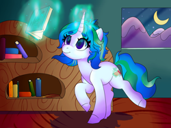 Size: 4000x3000 | Tagged: safe, artist:eluthedruid, derpibooru import, oc, oc only, pony, unicorn, female, glowing, glowing horn, horn, magic, solo, telekinesis