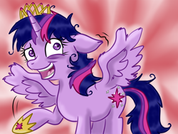 Size: 1600x1200 | Tagged: safe, artist:doodledaydream, derpibooru import, twilight sparkle, twilight sparkle (alicorn), alicorn, pony, bags under eyes, crown, ears, female, floppy ears, jewelry, messy hair, open mouth, regalia, solo, twilight snapple, twilighting