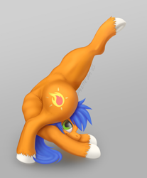 Size: 2346x2828 | Tagged: safe, alternate version, artist:pepperoach, derpibooru import, oc, oc only, oc:fire light, earth pony, backbend, contortion, contortionist, female, flexible