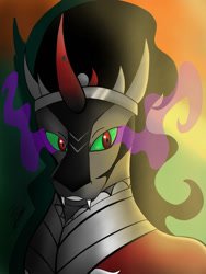 Size: 768x1024 | Tagged: safe, artist:amandascxd, derpibooru import, king sombra, pony, unicorn, bust, dark magic, magic, male, portrait, solo