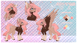 Size: 3990x2230 | Tagged: safe, artist:honeybbear, derpibooru import, oc, oc:hazel blossom, pegasus, pony, colored wings, female, mare, reference sheet, solo, two toned wings, wings