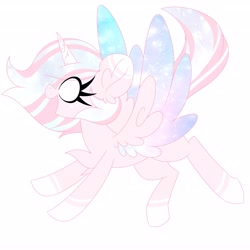 Size: 4096x4096 | Tagged: safe, artist:ladylullabystar, derpibooru import, oc, oc:lullaby star, alicorn, pony, ethereal wings, glowing, glowing eyes, simple background, solo, white background, wings