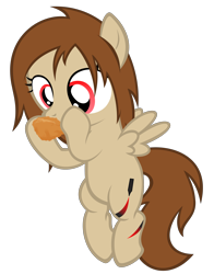 Size: 2780x3540 | Tagged: safe, artist:strategypony, derpibooru import, oc, oc only, oc:red stroke, pegasus, chicken meat, eating, female, filly, flying, foal, food, fried chicken, kfc, meat, pegasus oc, ponies eating meat, simple background, transparent background