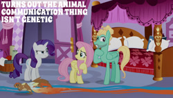 Size: 1280x720 | Tagged: safe, derpibooru import, edit, edited screencap, editor:quoterific, screencap, fluttershy, rarity, zephyr breeze, pegasus, pony, squirrel, unicorn, flutter brutter, season 6, carousel boutique, female, male, mare, stallion