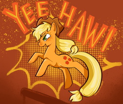 Size: 4739x4000 | Tagged: safe, artist:homedentistry, derpibooru import, applejack, earth pony, pony, cowboy hat, female, hat, mare, rearing, solo, yeehaw