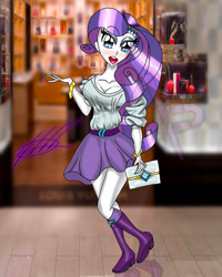 Size: 1080x1350 | Tagged: safe, artist:mlp-france-yt, derpibooru import, rarity, equestria girls, breasts, cleavage, clothes, female, skirt, solo