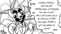 Size: 1200x675 | Tagged: safe, artist:pony-berserker, derpibooru import, pony, pony-berserker's twitter sketches, insane clown posse, miracles, monochrome, ponified, shaggy 2 dope, song reference