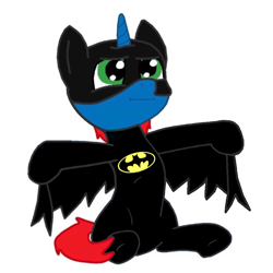 Size: 900x900 | Tagged: safe, artist:ry-bluepony1, derpibooru import, oc, oc:train track, unicorn, base used, batman, cape, clothes, cowl, detective, emblem, horn, mane, show accurate, superhero, tail