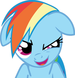 Size: 2000x2073 | Tagged: safe, artist:frownfactory, derpibooru import, rainbow dash, pegasus, the mysterious mare do well, female, mare, simple background, sinister, sinister smile, smiling, solo, transparent background, vector