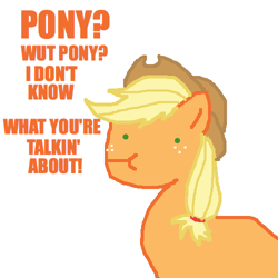 Size: 500x500 | Tagged: safe, artist:askpinkiepieandfriends, derpibooru import, applejack, earth pony, pony, :t, ask, bust, dot eyes, female, mare, simple background, solo, tumblr, white background