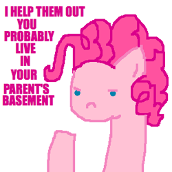 Size: 300x300 | Tagged: safe, artist:askpinkiepieandfriends, derpibooru import, pinkie pie, earth pony, pony, annoyed, ask, female, mare, simple background, solo, tumblr, white background