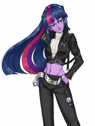 Size: 3543x4724 | Tagged: safe, artist:田园锄串子, derpibooru import, twilight sparkle, human, belly button, humanized, midriff, simple background, solo, white background