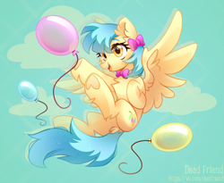 Size: 3664x3000 | Tagged: safe, artist:dedfriend, derpibooru import, oc, oc only, pegasus, pony, balloon, solo