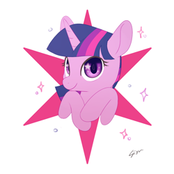 Size: 1000x1000 | Tagged: safe, artist:sion, derpibooru import, twilight sparkle, pony, bust, cute, cutie mark background, female, mare, portrait, solo, starry eyes, twiabetes, wingding eyes