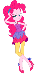 Size: 1600x3413 | Tagged: safe, artist:lobo299, derpibooru import, pinkie pie, equestria girls, equestria girls series, twilight under the stars, spoiler:eqg series (season 2), alternate clothes, bare shoulders, dreamworks face, female, grin, hand on head, hand on hip, high res, looking at you, simple background, sleeveless, smiling, smiling at you, solo, strapless, transparent background