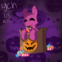 Size: 719x719 | Tagged: safe, artist:bluemoon, derpibooru import, oc, pony, animated, candy, commission, food, gif, halloween, holiday, nightmare night, solo, ych example, your character here