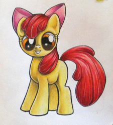 Size: 800x889 | Tagged: safe, artist:andpie, derpibooru import, apple bloom, earth pony, pony, female, filly, grin, smiling, solo