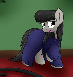 Size: 1503x1584 | Tagged: safe, artist:the-furry-railfan, derpibooru import, octavia melody, earth pony, bathrobe, clothes, hose, indoors, robe, this will end in balloons