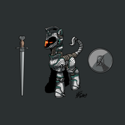 Size: 3000x3000 | Tagged: safe, artist:pencilbrony, derpibooru import, oc, oc:aquaria lance, pony, unicorn, armor, helmet, power armor, shield, solo