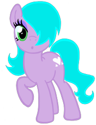 Size: 1539x1994 | Tagged: safe, artist:telasra, derpibooru import, oc, earth pony, pony, unicorn, earth pony oc, female, hair over one eye, mare, raised hoof, raised leg, simple background, smiling, solo, transparent background