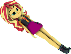 Size: 2642x2033 | Tagged: safe, artist:wissle, derpibooru import, sunset shimmer, equestria girls, 3d, clothes, female, genshin impact, lying down, meme, simple background, solo, source filmmaker, transparent background