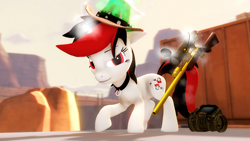 Size: 1920x1080 | Tagged: safe, artist:runic_the_wolf, derpibooru import, oc, oc:blackjack, pony, unicorn, fallout equestria, fallout equestria: project horizons, 3d, australium, australium sniper rifle, collar, commission, cowboy hat, female, glowing, glowing horn, gun, hat, horn, magic, mare, optical sight, pipbuck, rifle, scorching flames, sniper, sniper rifle, solo, source filmmaker, team fortress 2, telekinesis, unicorn oc, unusual hat, weapon