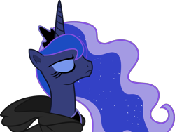 Size: 2661x2000 | Tagged: safe, artist:frownfactory, derpibooru import, princess luna, alicorn, pony, luna eclipsed, season 2, cape, clothes, crown, ear fluff, ears, ethereal mane, eyes closed, female, frown, high res, hoodie, horn, jewelry, mare, regalia, simple background, solo, transparent background, vector