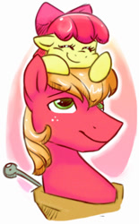 Size: 903x1454 | Tagged: safe, artist:twistedhiccy, apple bloom, big macintosh, earth pony, pony, female, filly, male, siblings, stallion