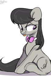 Size: 1200x1800 | Tagged: safe, artist:shiny-dust, derpibooru import, octavia melody, earth pony, pony, :p, female, mare, simple background, sitting, solo, tongue, tongue out, white background