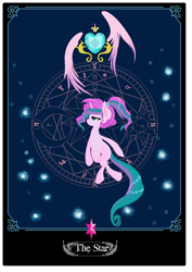 Size: 1120x1584 | Tagged: safe, artist:mana minori, derpibooru import, pony, card, female, filly, glowing, heart, magic, pink, solo, star dreams, stars, toyline, wings