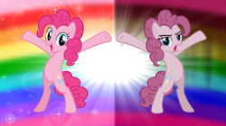 Size: 5360x3008 | Tagged: safe, artist:andoanimalia, derpibooru import, mean pinkie pie, pinkie pie, earth pony, pony, the mean 6, bipedal, clone, female, looking at you, open mouth, y pose