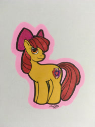 Size: 3024x4032 | Tagged: safe, artist:foxylover2431, derpibooru import, apple bloom, earth pony, pony, female, filly, inktober 2021, solo, traditional art