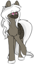 Size: 569x1035 | Tagged: safe, artist:sketchytwi, derpibooru import, oc, oc only, earth pony, pony, chest fluff, colored hooves, earth pony oc, eye clipping through hair, raised hoof, raised leg, simple background, smiling, transparent background