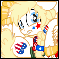 Size: 900x900 | Tagged: safe, anonymous artist, derpibooru import, oc, oc only, oc:star spangle, box, braid, cramped, solo, starry eyes, trapped, wingding eyes