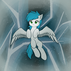 Size: 2021x2021 | Tagged: safe, artist:zylgchs, derpibooru import, oc, oc only, oc:cynosura, pegasus, ice, lying down, on back, overhead view, snow, solo