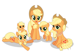 Size: 2778x2085 | Tagged: safe, artist:gutovi, derpibooru import, applejack, earth pony, pony, age progression, applejack appreciation day, applejack day, applejack's hat, baby, babyjack, braided tail, clothes, cowboy hat, cute, diaper, female, filly, filly applejack, foal, freckles, granny smith's shawl, green eyes, hat, high res, jackabetes, jackletree, lidded eyes, looking at you, lying down, mare, multeity, older, older applejack, open mouth, open smile, prone, raised hoof, raised leg, self ponidox, shadow, show accurate, simple background, sitting, smiling, sprawl, standing, tail, teenage applejack, teenager, time paradox, transparent background, younger