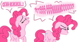 Size: 1024x560 | Tagged: safe, derpibooru import, pinkie pie, earth pony, pony, ears, eyebrows, eyes closed, female, fetish, floppy ears, mare, nostrils, onomatopoeia, pink mane, pink tail, raised hoof, raised leg, simple background, sneeze spray, sneezing, sneezing fetish, snot, solo, spit, standing, tail, teary eyes, transparent background