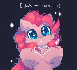 Size: 2200x2000 | Tagged: safe, artist:mirtash, derpibooru import, pinkie pie, earth pony, pony, cute, diapinkes, female, fluffy, head tilt, heart, looking at you, mare, positive ponies, smiling, smiling at you, solo, sparkly eyes, wingding eyes