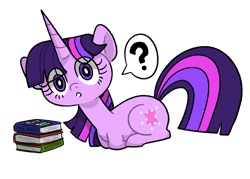 Size: 2100x1500 | Tagged: safe, artist:rainbowheartunicorn, derpibooru import, twilight sparkle, unicorn twilight, pony, unicorn, book, cute, eye clipping through hair, ponyloaf, question mark, simple background, solo, transparent background, twiabetes