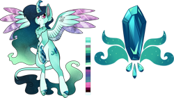 Size: 1280x722 | Tagged: safe, artist:velnyx, derpibooru import, oc, oc:emerald glimmer, alicorn, colored wings, female, mare, multicolored wings, simple background, solo, transparent background, wings