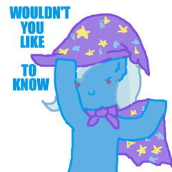 Size: 500x500 | Tagged: safe, artist:askpinkiepieandfriends, derpibooru import, trixie, pony, unicorn, ask, cape, clothes, female, hat, mare, simple background, solo, trixie's cape, trixie's hat, tumblr, white background