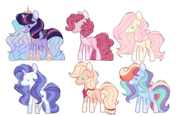 Size: 1044x684 | Tagged: safe, artist:softrose1, derpibooru import, applejack, fluttershy, pinkie pie, rainbow dash, rarity, twilight sparkle, twilight sparkle (alicorn), alicorn, earth pony, pegasus, pony, unicorn, mane six, simple background, transparent background