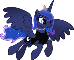 Size: 5021x4049 | Tagged: safe, artist:anime-equestria, derpibooru import, princess luna, alicorn, pony, alternate hairstyle, classy, clothes, eyeshadow, female, horn, jewelry, makeup, necklace, pearl necklace, simple background, smiling, solo, spread wings, transparent background, vector, wings