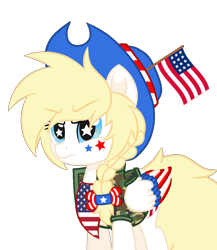 Size: 1000x1150 | Tagged: safe, anonymous artist, derpibooru import, oc, oc only, oc:star spangle, pegasus, pony, braid, female, hat, mare, simple background, solo, starry eyes, transparent background, united states, wingding eyes