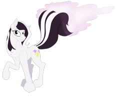 Size: 3600x2800 | Tagged: safe, artist:sixes&sevens, derpibooru import, fleur-de-lis, skunk, skunk pony, female, looking at you, simple background, skunkified, solo, species swap, transparent background, visible stench