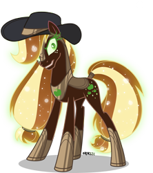 Size: 3546x4000 | Tagged: safe, artist:orin331, derpibooru import, part of a series, part of a set, applejack, earth pony, pony, applejack's hat, armor, clothes, cowboy hat, female, freckles, glare, hair tie, hat, high res, hoof shoes, jewelry, mare, nightmare applejack, nightmarified, regalia, simple background, solo, stetson, tail, tail wrap, transparent background