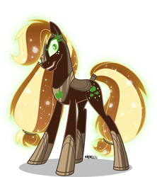 Size: 3546x4000 | Tagged: safe, alternate version, artist:orin331, derpibooru import, applejack, earth pony, pony, armor, female, freckles, glare, hair tie, hatless, high res, hoof shoes, jewelry, mare, missing accessory, nightmare applejack, nightmarified, regalia, simple background, solo, tail, tail wrap, transparent background