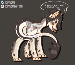 Size: 962x830 | Tagged: safe, artist:redpalette, derpibooru import, oc, kirin, butt, coat markings, fangs, kirin oc, male, plot, solo, tattoo, tongue, tongue out, yakuza